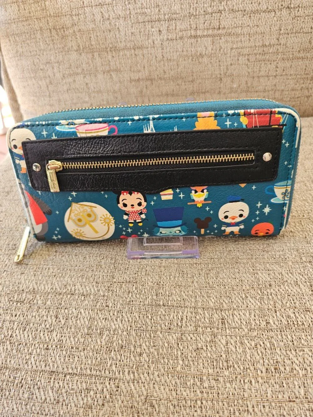 Disney Parks Loungefly Teal Character Icon Print Zip Around Wallet L9120